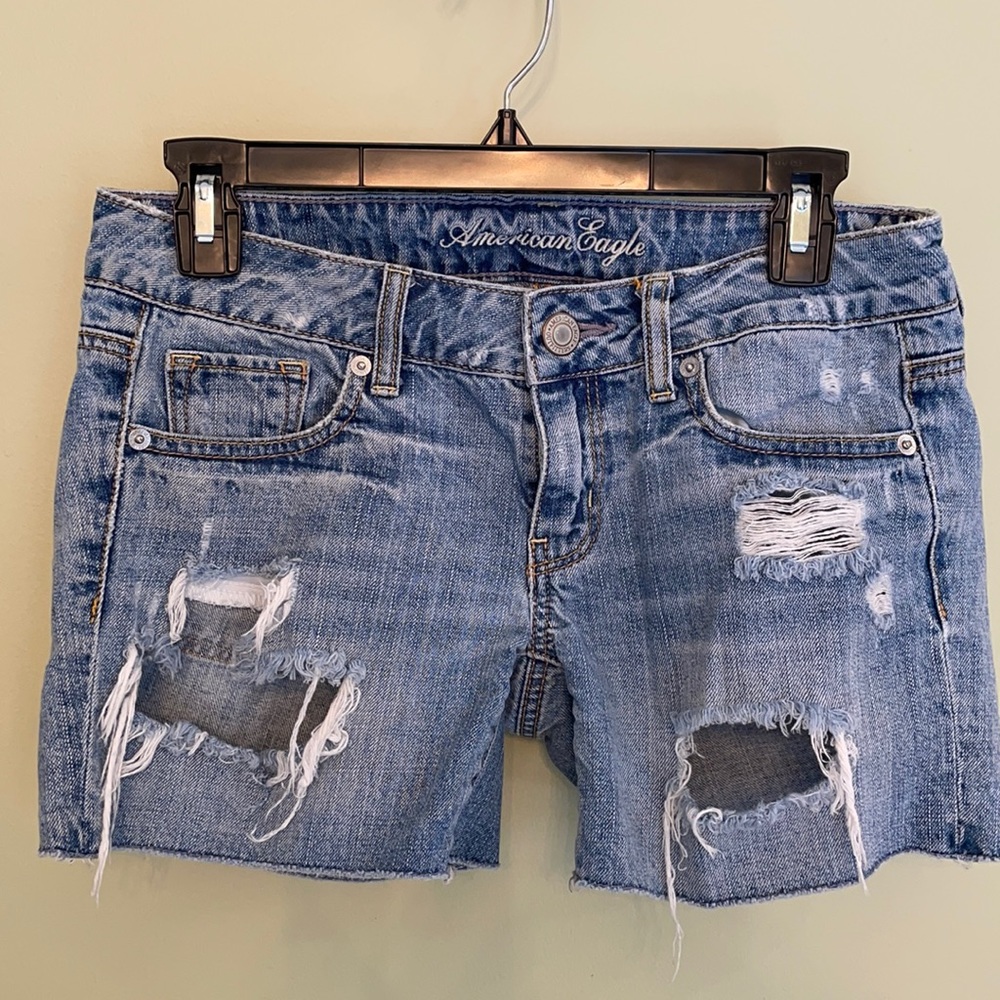 American Eagle denim distressed shorts, size 2